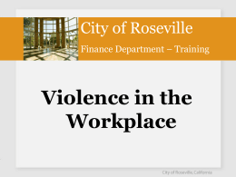 WORKPLACE VIOLENCE PREVENTION SERIES