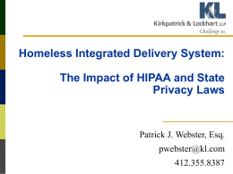 HIPAA and Other Privacy Laws in the Homeless