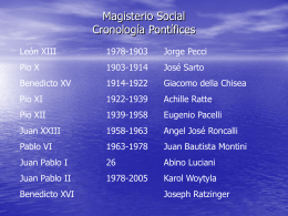 Magisterio Social Cronología Pontífices