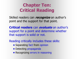 Chapter Ten: Critical Reading