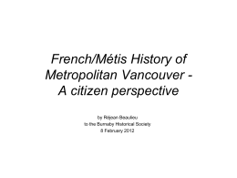 The French/Métis History of Metropolitan