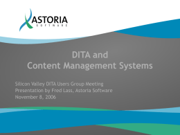 Adopting DITA for Dynamic Product Documentation