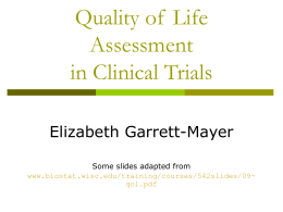 Quality of Life Assessment in Clinical Trials