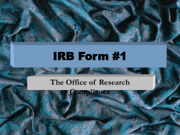 IRB Form #1 - University of Texas at Arlington