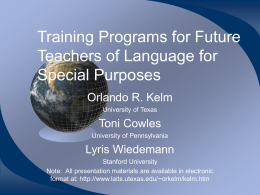 Training Programs for Future Teachers of Language