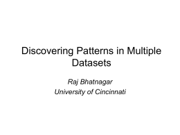 Discovering Patterns in Distributed Datasets