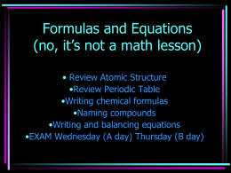 Formulas and Equations (no, it’s not a math