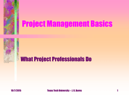 Chapter 3: Project Management Basics