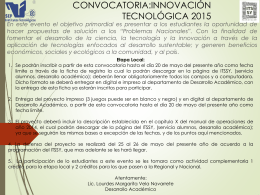 CONVOCATORIA:INNOVACIÓN TECNOLÓGICA 2015