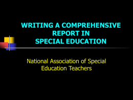 Writing a Comprehensive Report in Special