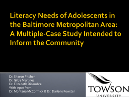 Literacy Needs of Adolescents in the Baltimore