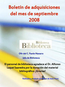 Boletín de adquisiciones del mes de septiembre -