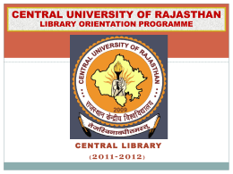 CENTRAL UNIVERSITY OF RAJASTHAN LIBRARY