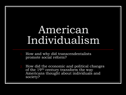 American Individualism and Utopian Attempts