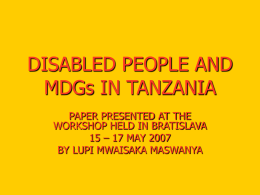 DISABLED PEOPLE AND MDGs