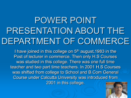 POWER POINT PRESENTATION ABOUT THE DEPARTMENT OF