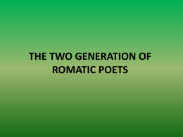 THE TWO GENERATION OF ROMATIC POETS