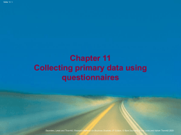Chapter 11 Collecting primary data using