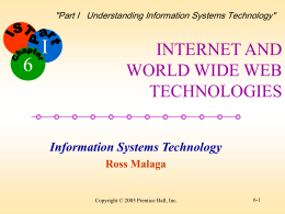 Internet and World Wide Web Technologies