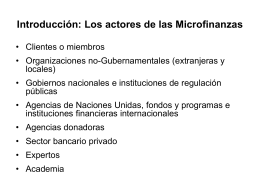 Introducción: Los actores de las Microfinanzas