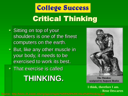 Chapter 5 (Part I) - Critical Thinking-