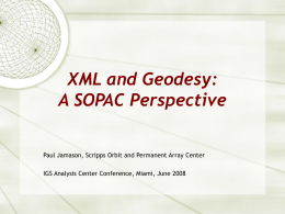 XML and Geodesy: A SOPAC