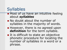 Syllables - California State University,