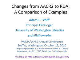 Changes from AACR2 - University of Washington
