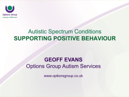 Welcome to Options Group Autism Seminar