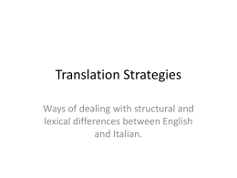 Translation Strategies - Università degli Studi di