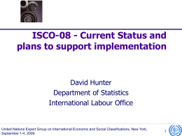 ISCO-08 - Current Status and plans to support