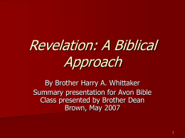 Revelation: A Biblical Approach