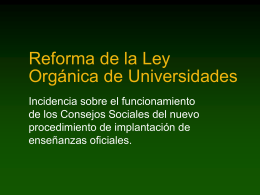 La reforma de la Ley Orgánica de Universidades