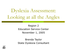 Dyslexia Assessment: Looking at all the Angles -