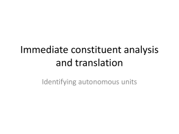 Immediate constituent analysis and translation