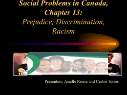 Social Problems in Canada, Chapter 13: Prejudice