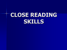 CLOSE READING SKILLS - Hyndland Secondary School