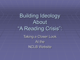 Building Ideology About “A Reading Crisis:”