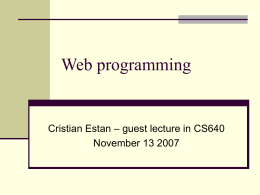 Web programming - UW Computer Sciences User Pages