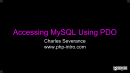 Accessing MySQL Using PDO