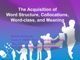 Chap. 2.2: word structure, collocations,