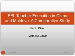 EFL Teacher Education in China and Moldova: A