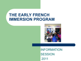 EARLY FRENCH IMMERSION