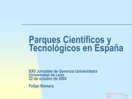 Los Parques Científicos y Tecnológicos en España