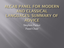 ALCAB Panel for Modern And Classical Languages: