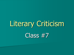 Literary Criticism - 輔仁大學英國語文學系 Fu Jen