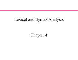 Lexical and Syntax Analysis