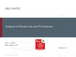 Analysis of Recall Law and Procedures