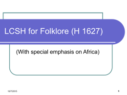 LCSH for Folklore (H 1627)