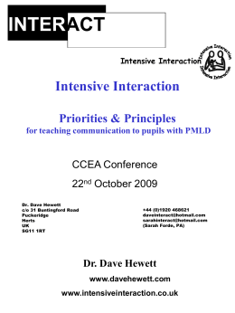 Intensive Interaction - Priorities Principles